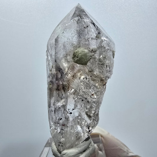 Skelett Phantom Amethyst mit Prehnit Streep Mine Goboboseb Namibia 69*33*22mm #12941
