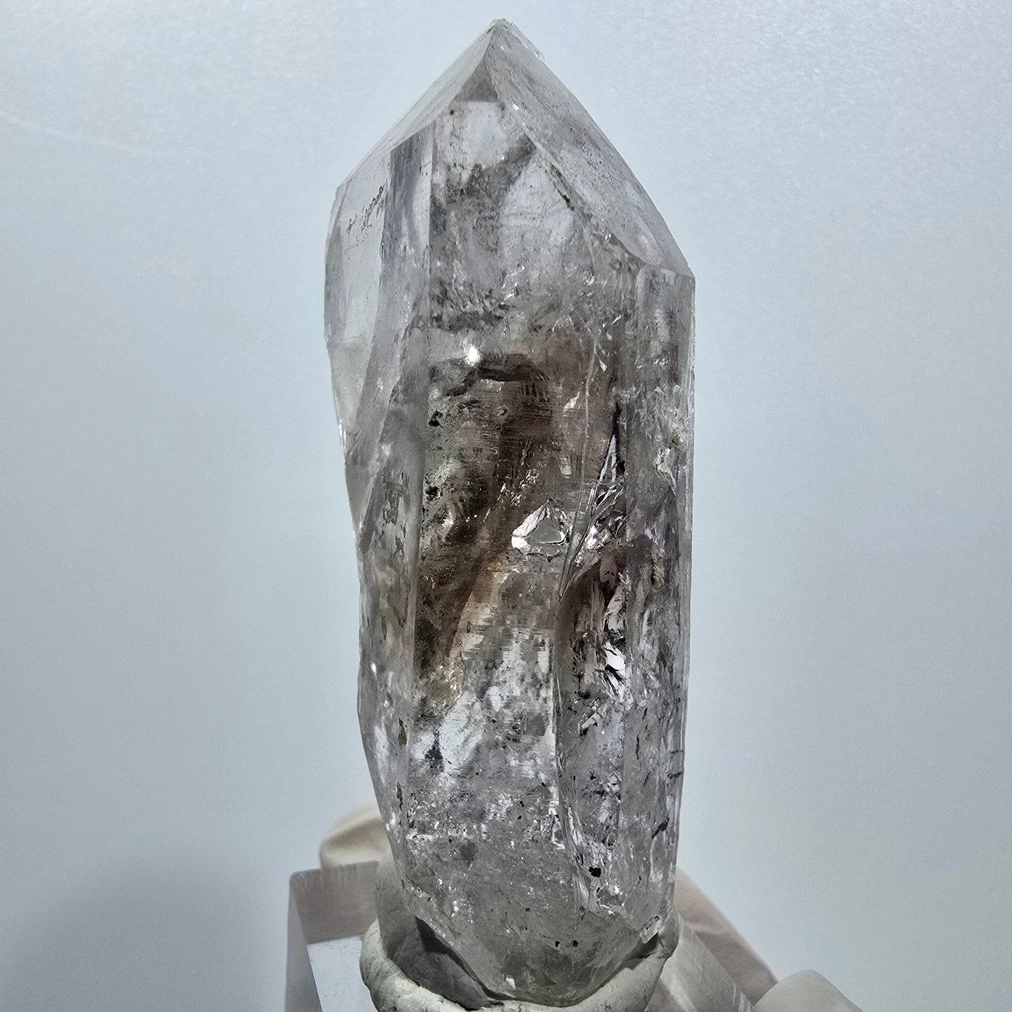 Skelett Phantom Amethyst mit Prehnit Streep Mine Goboboseb Namibia 69*33*22mm #12941