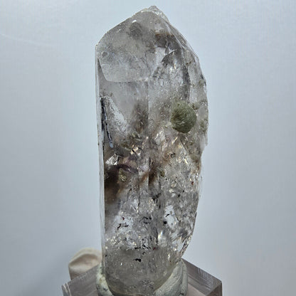 Skelett Phantom Amethyst mit Prehnit Streep Mine Goboboseb Namibia 69*33*22mm #12941