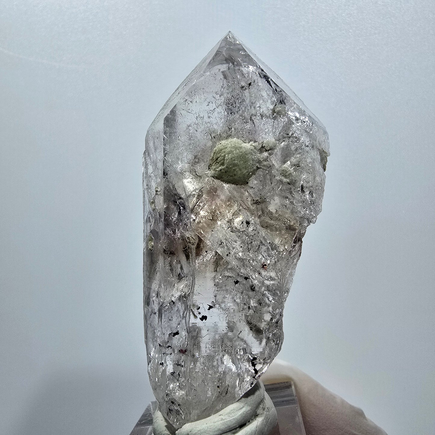 Skelett Phantom Amethyst mit Prehnit Streep Mine Goboboseb Namibia 69*33*22mm #12941