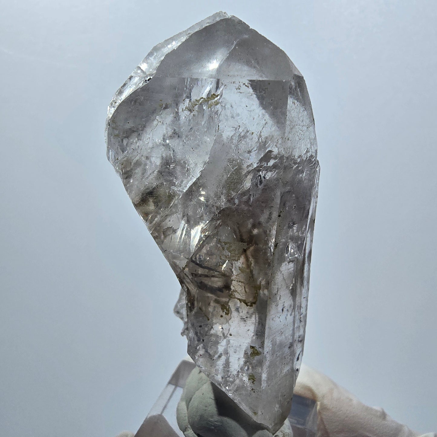 Skelett Phantom Amethyst mit Prehnit Streep Mine Goboboseb Namibia 69*33*22mm #12941