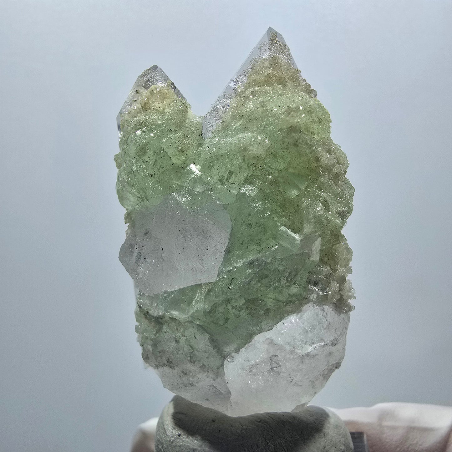 Sehr klare Lemurian Quarz Prehnit Stufe Streep Mine Goboboseb Namibia 58*32*26mm #12943