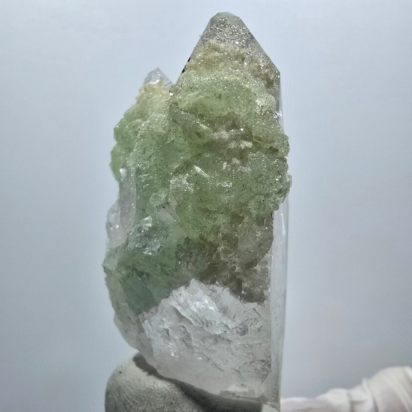 Sehr klare Lemurian Quarz Prehnit Stufe Streep Mine Goboboseb Namibia 58*32*26mm #12943