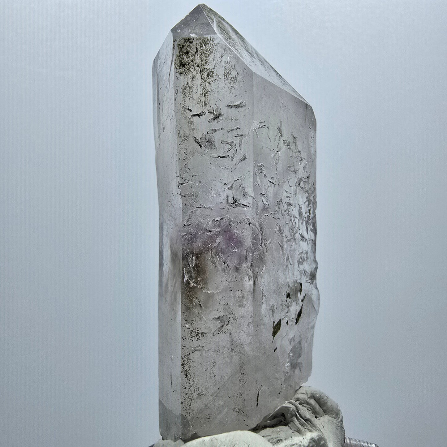 Skelett Phantom Amethyst mit Prehnit Streep Mine Goboboseb Namibia 68*26*22mm #12945