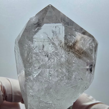 Quartz fumé fantôme Lémurien Enhydro avec Prehnite, 1x bulle Streep Mine Namibie 63*40*32mm #12947