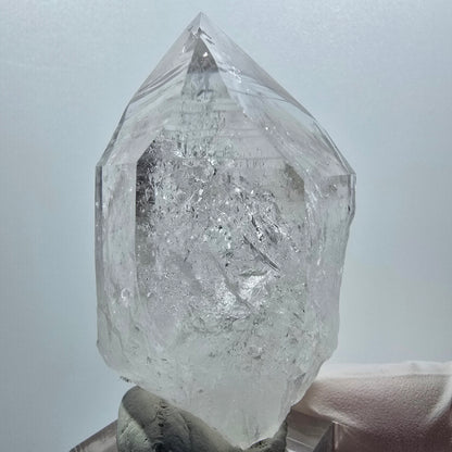 Quartz fumé fantôme Lémurien Enhydro avec Prehnite, 1x bulle Streep Mine Namibie 63*40*32mm #12947