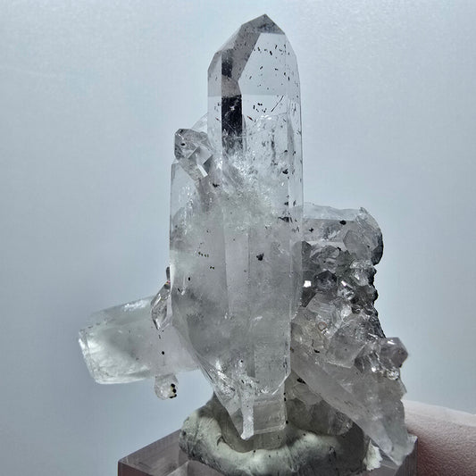 Harlekin Lemurian Skelett Rauchquarz Doppelender Stufe Streep Mine, Namibia 56*51*29mm #12948