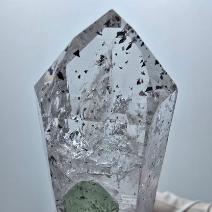 Enhydro Harlekin Phantom Rauchquarz mit Analcim, Prehnit Streep Mine, Namibia 64*22*22mm #12949