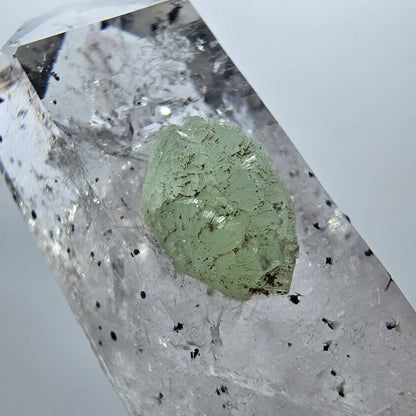 Enhydro Harlekin Phantom Rauchquarz mit Analcim, Prehnit Streep Mine, Namibia 64*22*22mm #12949