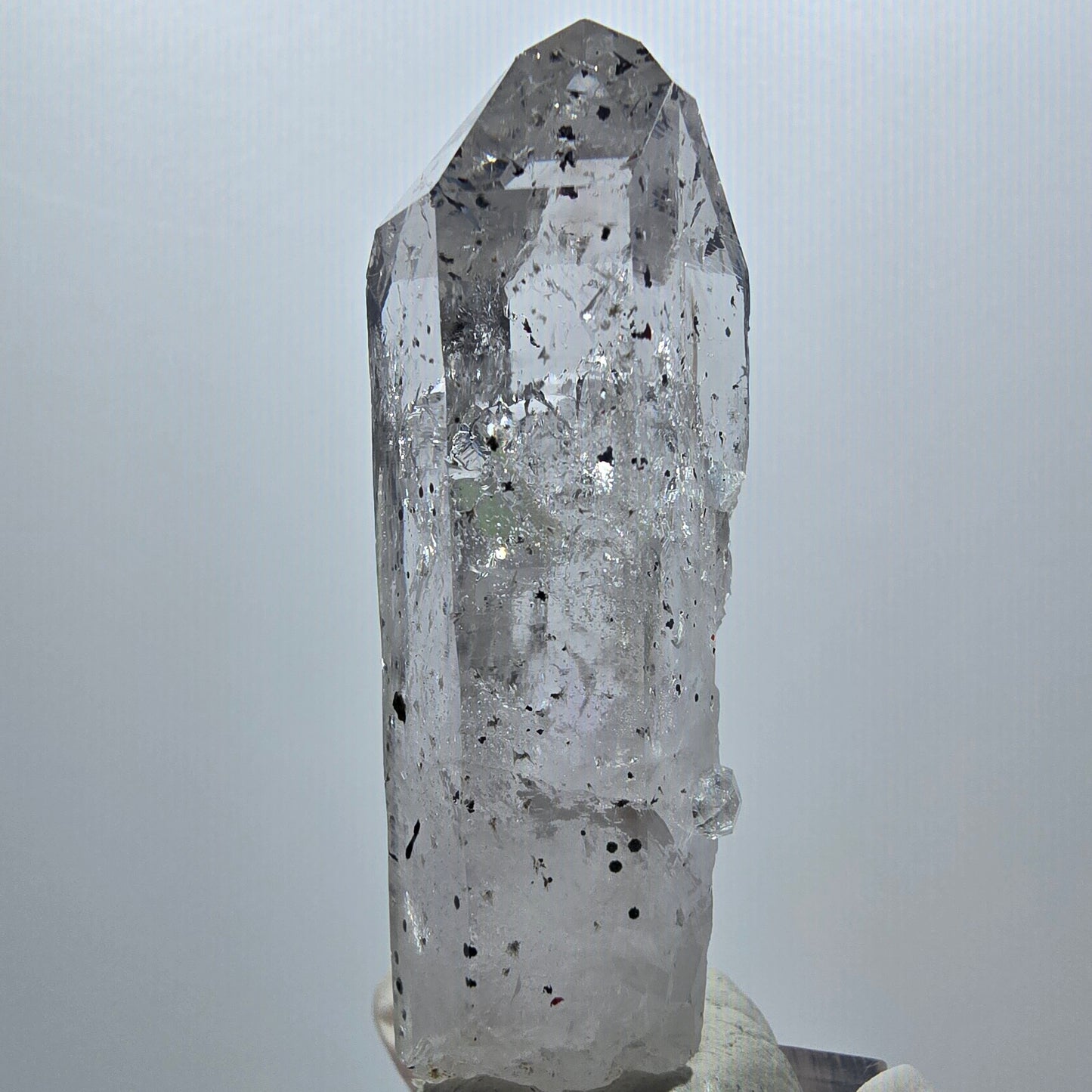 Enhydro Harlekin Phantom Rauchquarz mit Analcim, Prehnit Streep Mine, Namibia 64*22*22mm #12949