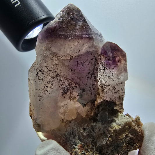 Skelett Phantom Amethyst Zepter auf Matrix Stufe Goboboseb, Namibia 66*48*45mm #12964