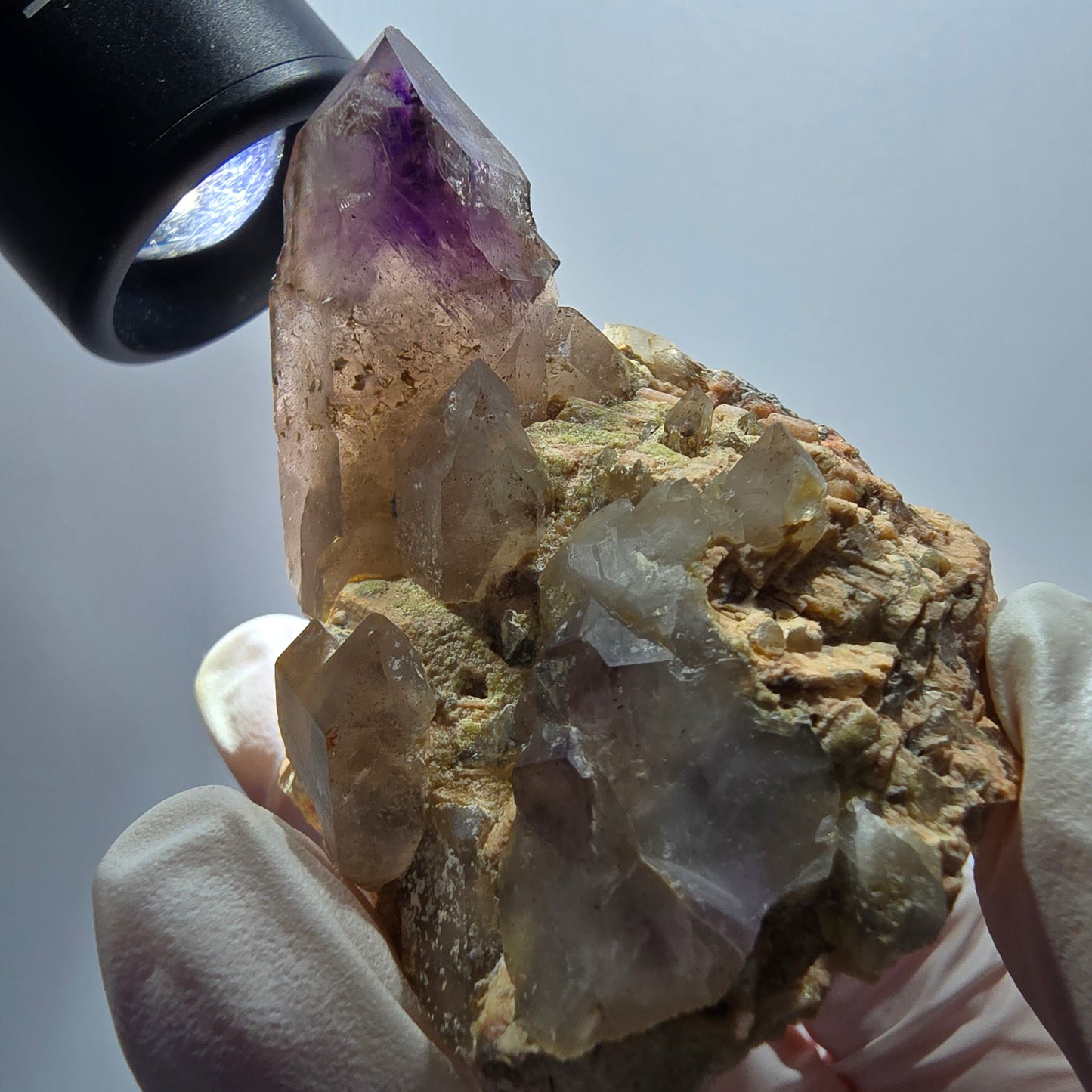 Skelett Phantom Amethyst Zepter auf Matrix Stufe Brandberg, Namibia 46*50*40mm #12965