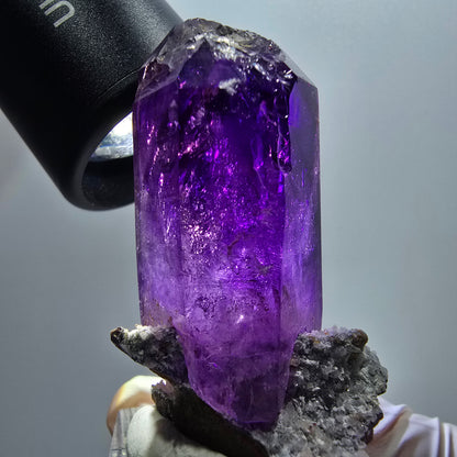 Seltene Skelett Phantom Amethyst Doppelender Spitze Goboboseb Namibia 50*25*21mm #12971