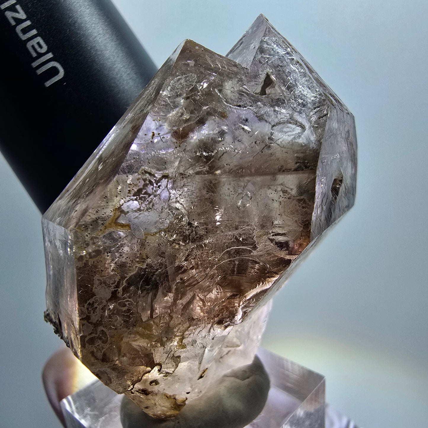 Enhydro Skelett Phantom Rauchquarz Zepter, 3x Blase (große) Goboboseb, Namibia 57*43*34mm #12976