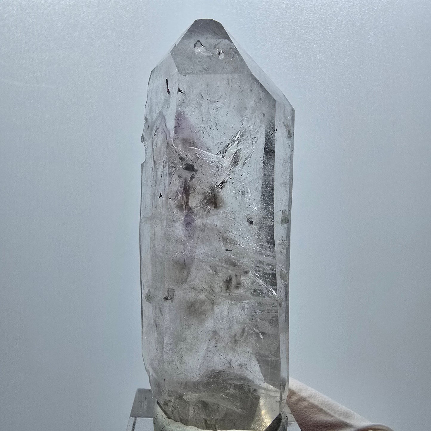 Harlekin Phantom Amethyst Doppelender, Prehnit Spitze Streep Mine, Namibia 71*28*15mm #12985