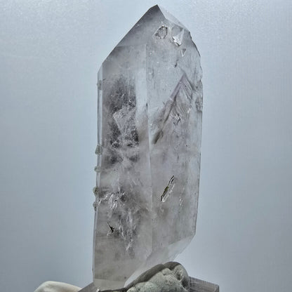 Harlekin Phantom Amethyst Doppelender, Prehnit Spitze Streep Mine, Namibia 71*28*15mm #12985