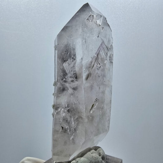 Harlekin Phantom Amethyst Doppelender, Prehnit Spitze Streep Mine, Namibia 71*28*15mm #12985