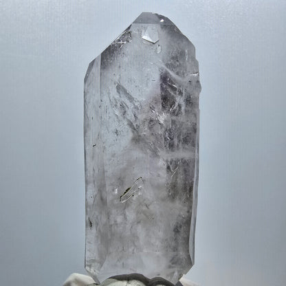Harlekin Phantom Amethyst Doppelender, Prehnit Spitze Streep Mine, Namibia 71*28*15mm #12985