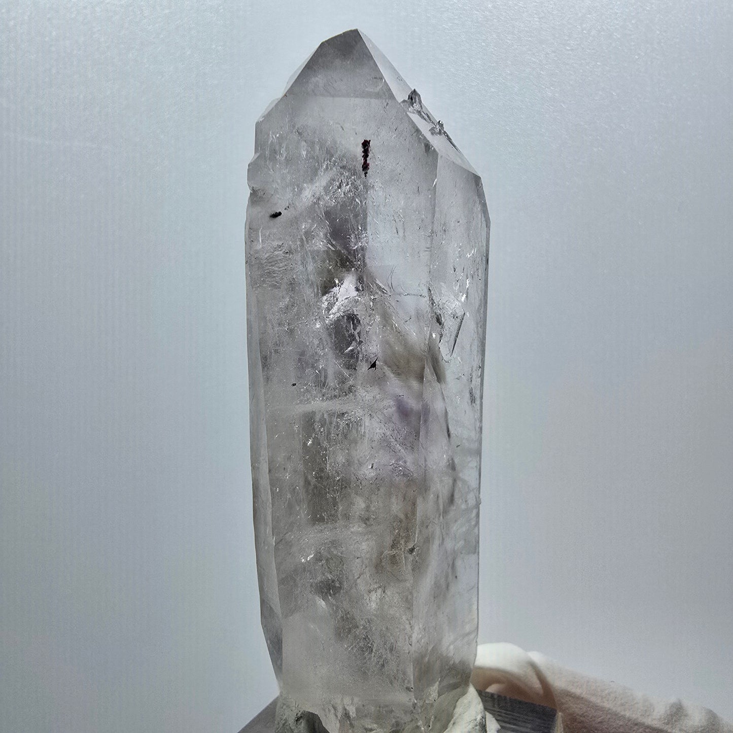 Harlekin Phantom Amethyst Doppelender, Prehnit Spitze Streep Mine, Namibia 71*28*15mm #12985
