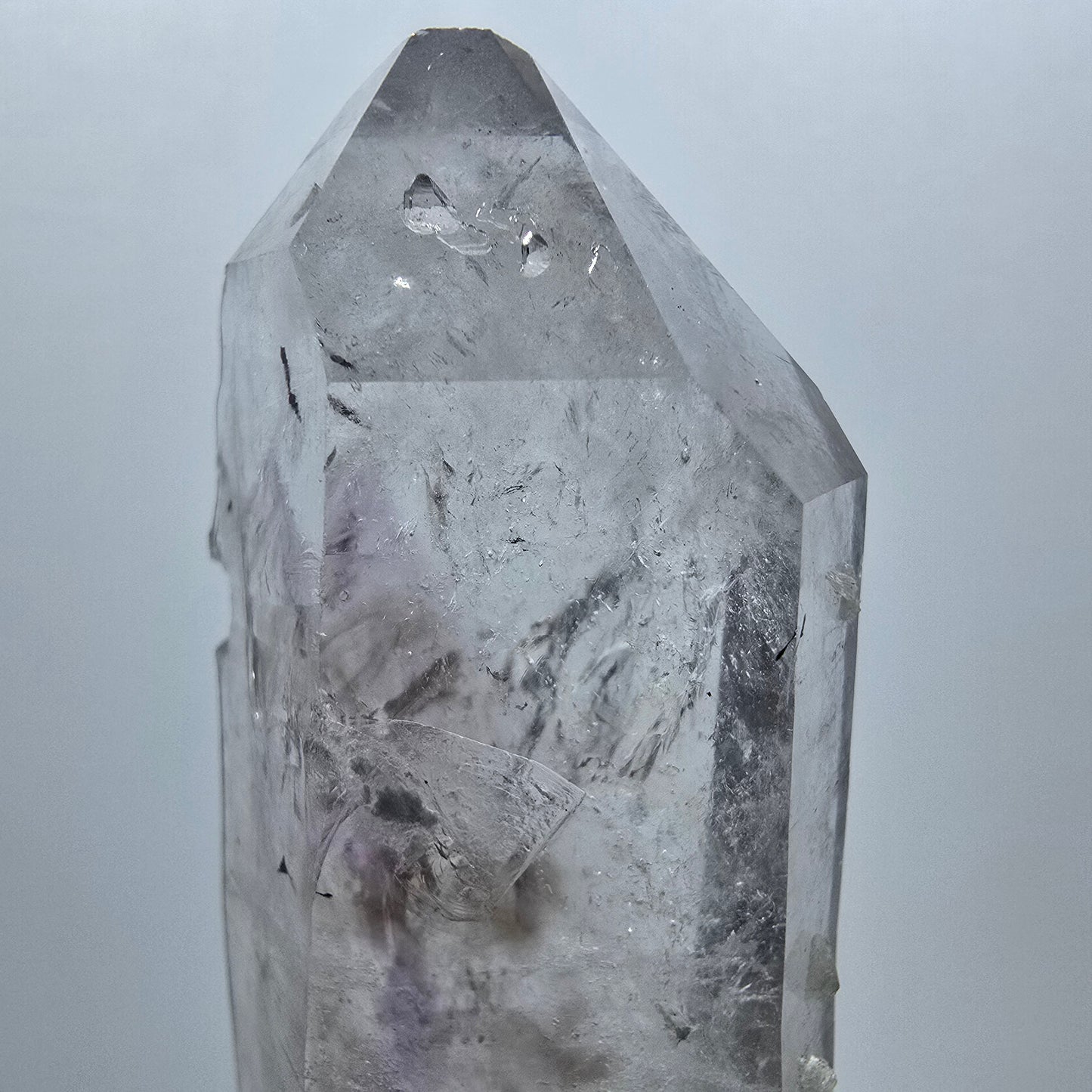 Harlekin Phantom Amethyst Doppelender, Prehnit Spitze Streep Mine, Namibia 71*28*15mm #12985