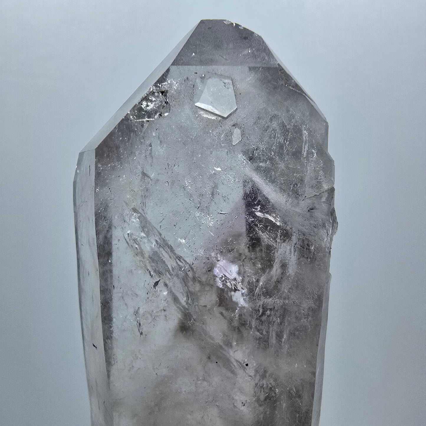 Harlekin Phantom Amethyst Doppelender, Prehnit Spitze Streep Mine, Namibia 71*28*15mm #12985