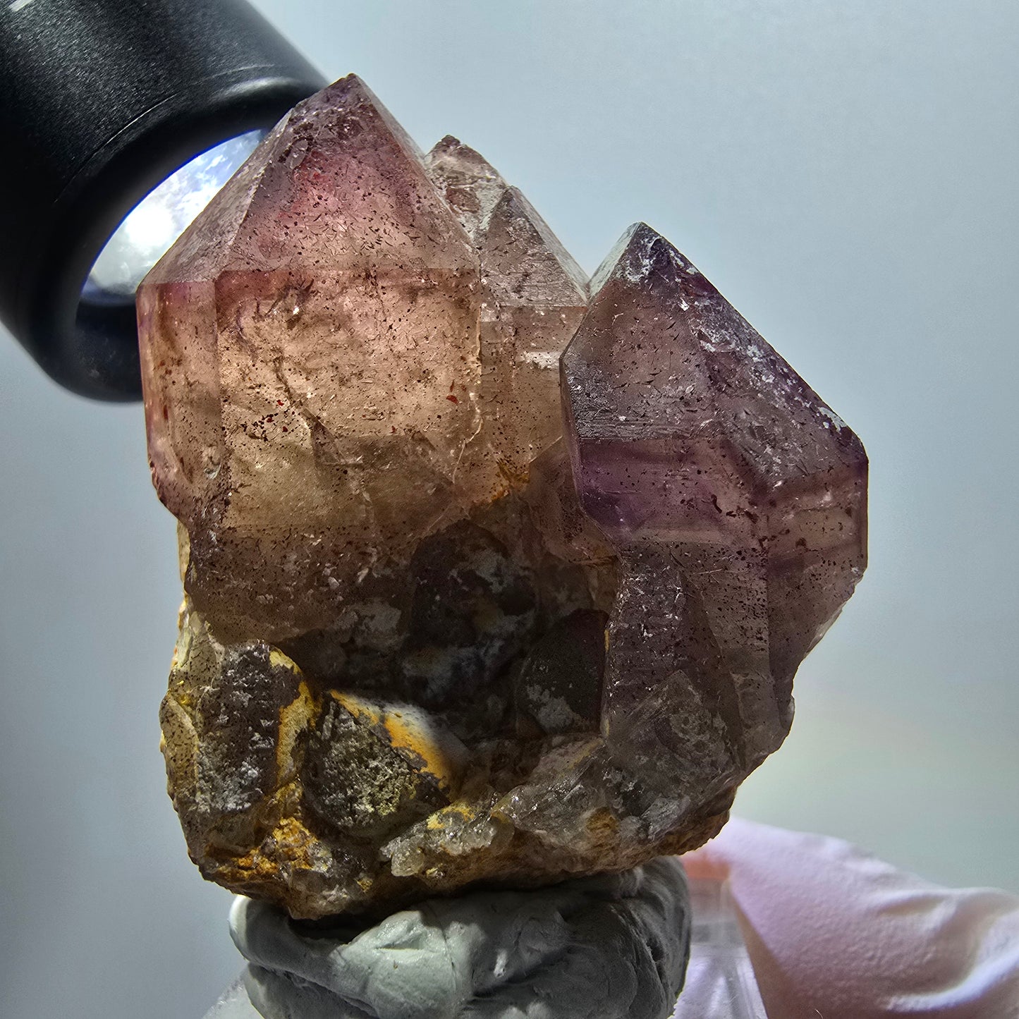 Skelett Phantom Amethyst Zepter auf Matrix Stufe Goboboseb, Namibia 49*38*33mm #12990