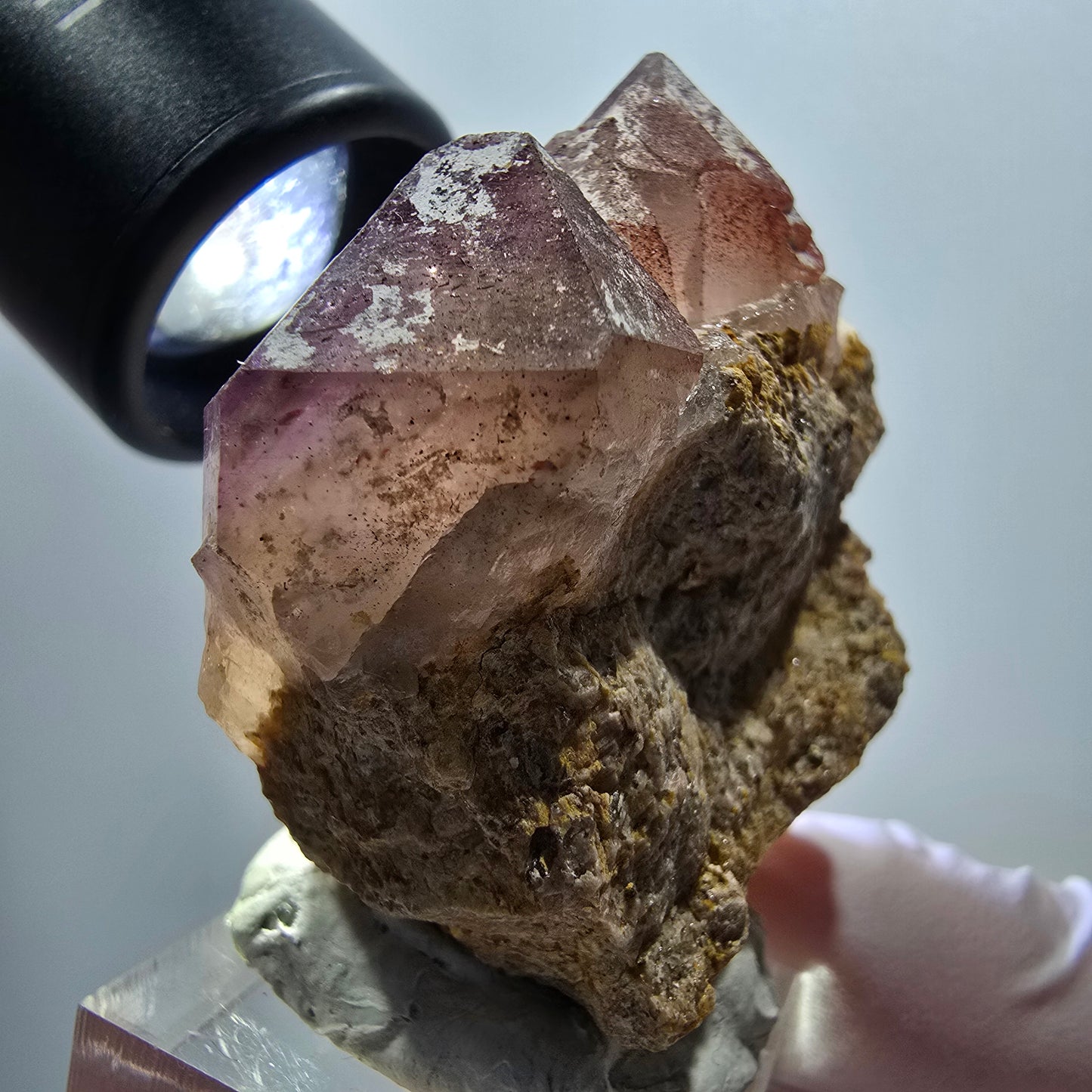 Skelett Phantom Amethyst Zepter auf Matrix Stufe Goboboseb, Namibia 49*38*33mm #12990