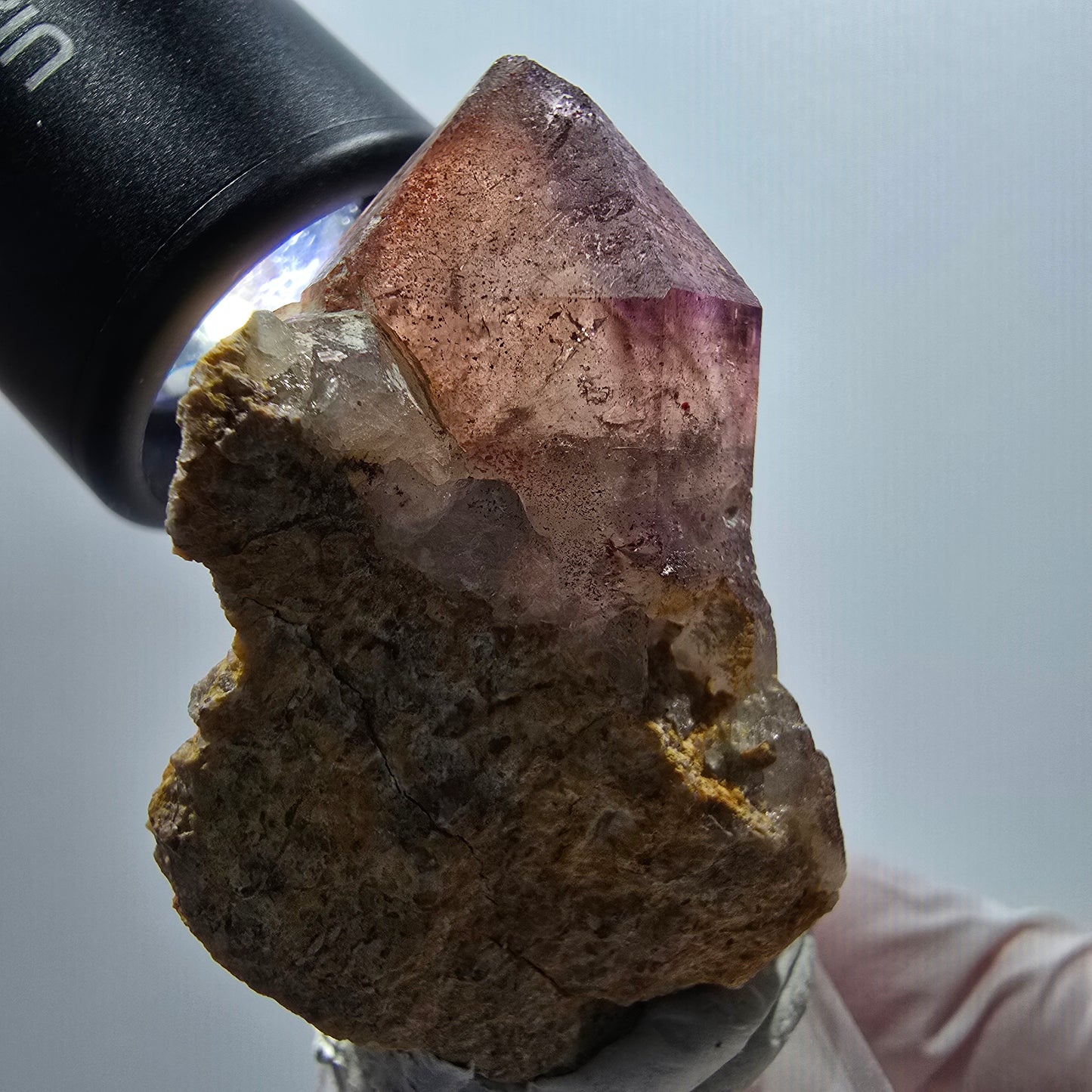 Skelett Phantom Amethyst Zepter auf Matrix Stufe Goboboseb, Namibia 49*38*33mm #12990