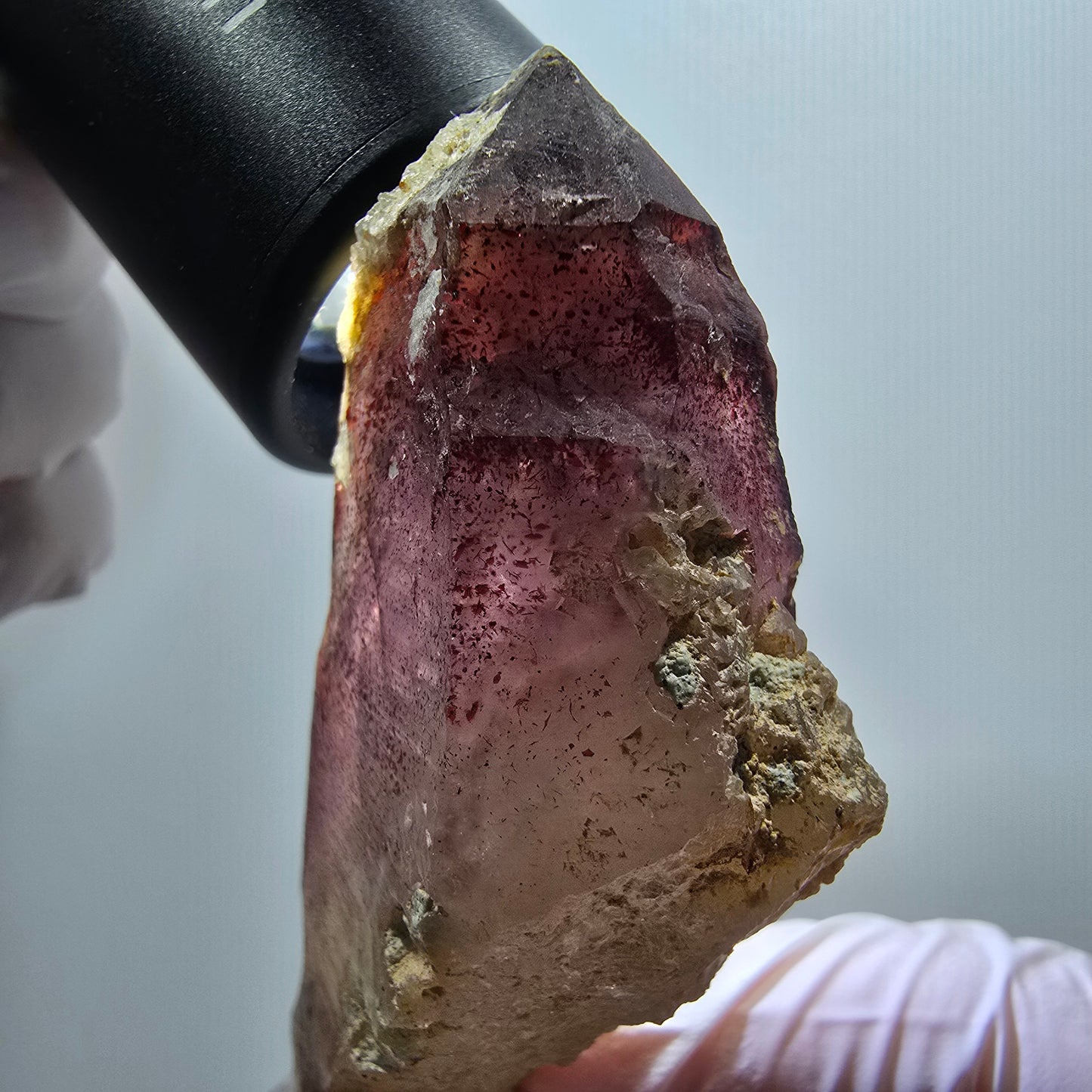 Skelett Phantom Amethyst mit Hyalit Opal auf Matrix Erongo, Namibia 72*32*23mm #12993