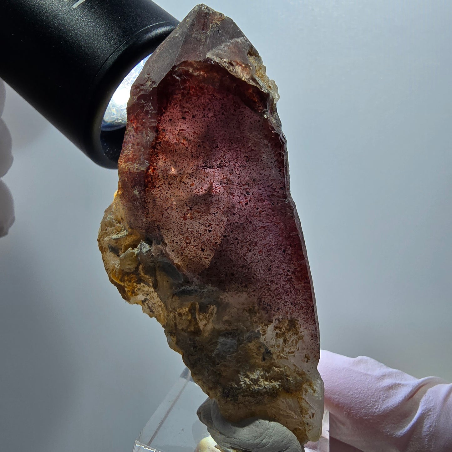 Skelett Phantom Amethyst mit Hyalit Opal auf Matrix Erongo, Namibia 72*32*23mm #12993
