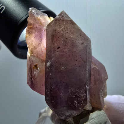 Seltene Skelett Phantom Amethyst Doppelender Spitze Goboboseb Namibia 51*34*28mm #12996