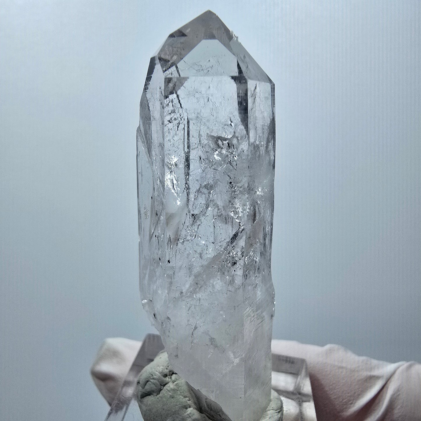 Lemurian Phantom Rauchquarz mit Hämatit Spitze Streep Mine, Namibia 55*27*18mm #12997