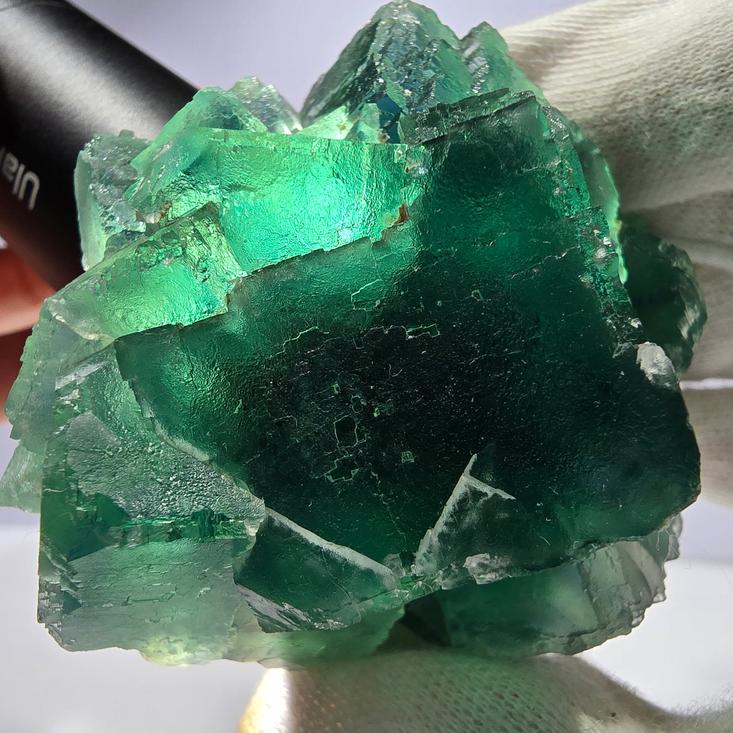 Große Phantom Fluorit Würfel Stufe parkettiert grün Okorusu Namibia 89*67*47mm