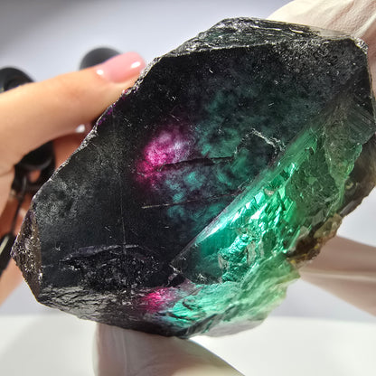 Cube de fluorite fantôme XL parqueté vert violet Okorusu, Namibie 54*54*47mm 