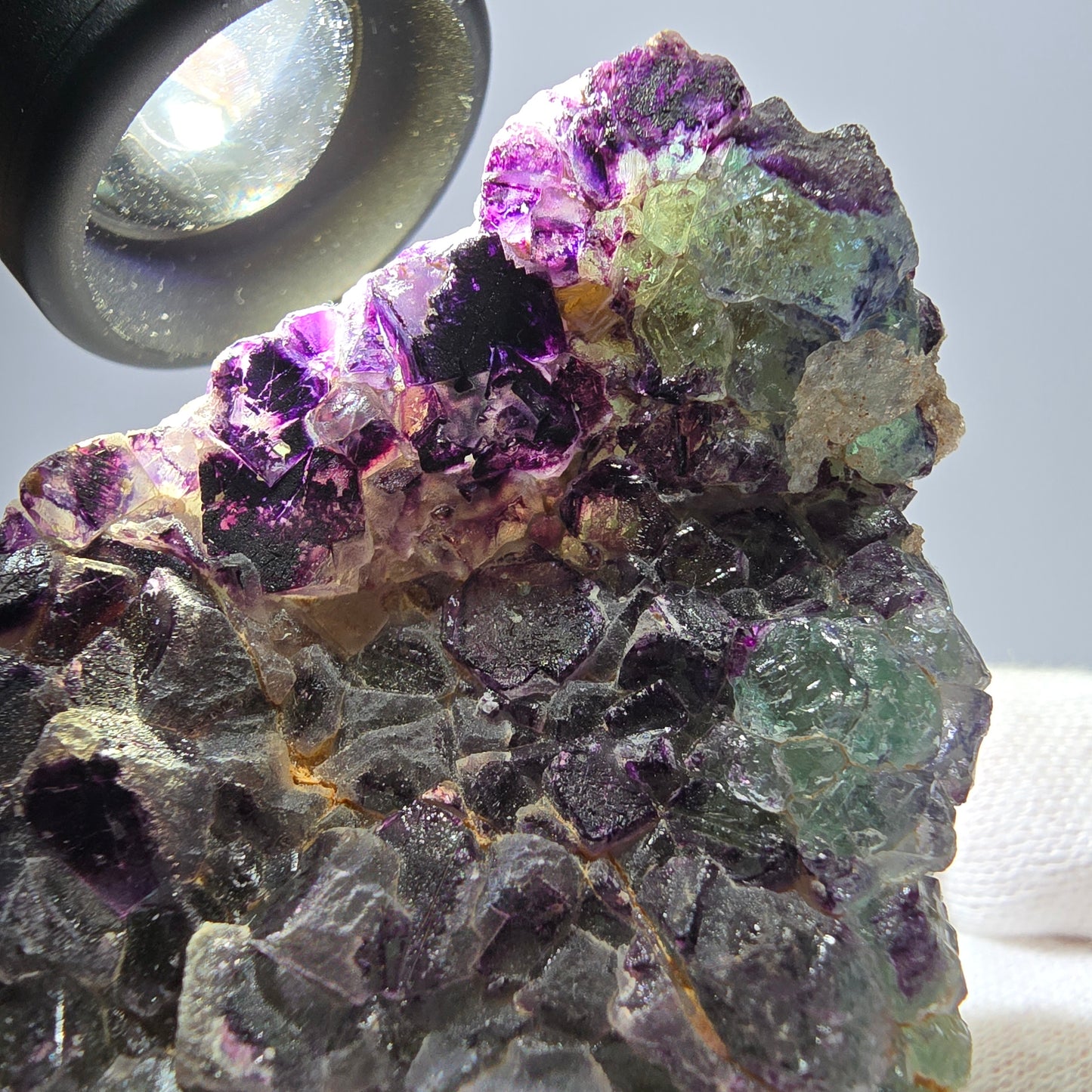 Grands cubes de fluorite vert violet zonal, spécimen d'hyalite Erongo, Namibie 96*67*42mm 