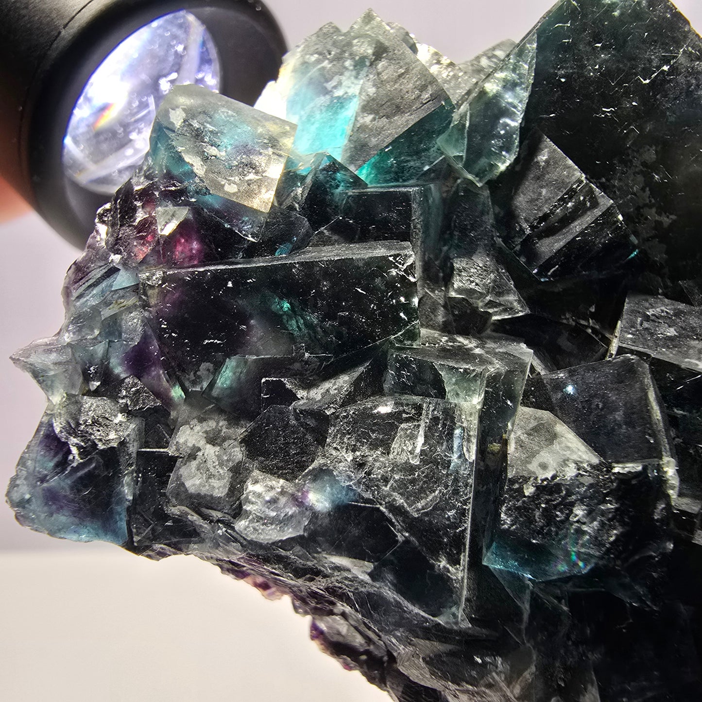 Grand spécimen de cube de fluorite fantôme zonal, nouvelle découverte ! Okorusu, Namibie, 97 x 62 x 36 mm 