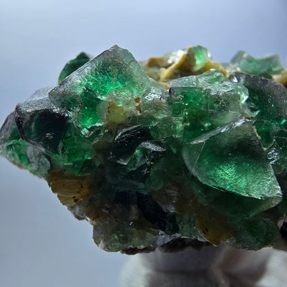 Cube de fluorite fantôme zonal, spécimen de muscovite, Erongo, Namibie, 75 x 49 x 41 mm 