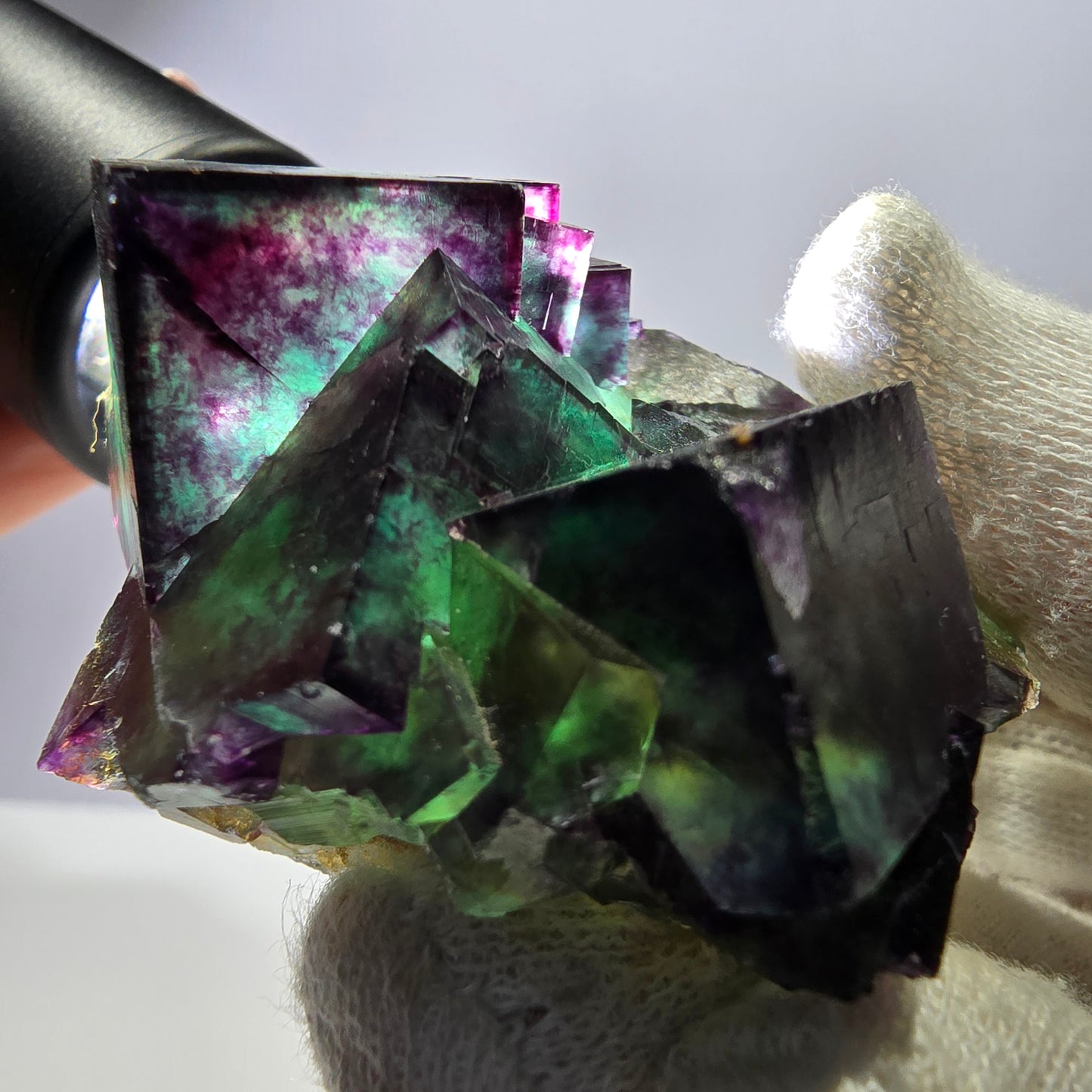 Phantom Fluorit Würfel Stufe parkettiert zonal Okorusu Namibia 63*51*30mm