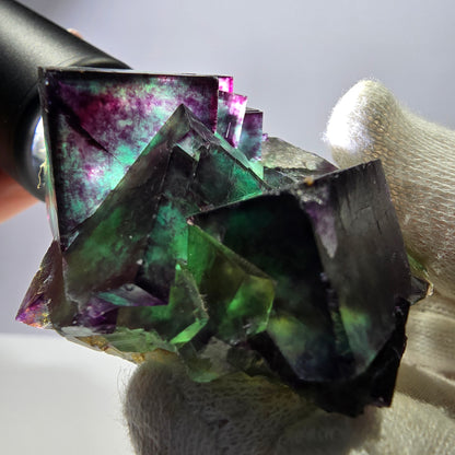 Phantom Fluorit Würfel Stufe parkettiert zonal Okorusu Namibia 63*51*30mm