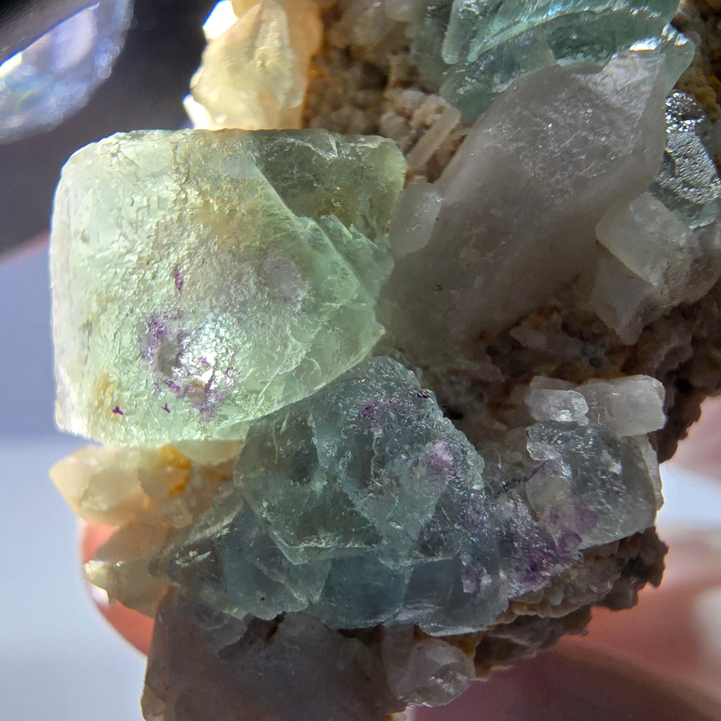 Rare cube de fluorite fantôme, spécimen de quartz vert Brandberg, Namibie, 57 x 33 x 37 mm 