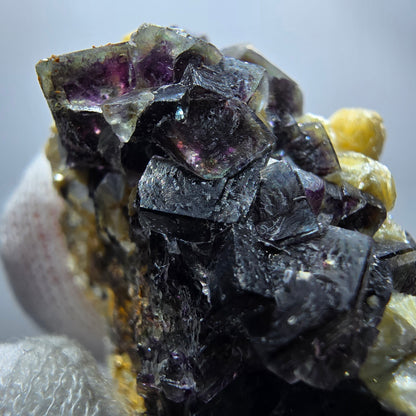 Cubes de fluorite fantôme colorés, hyalite, spécimen de muscovite, Erongo, Namibie, 42 x 39 x 28 mm 