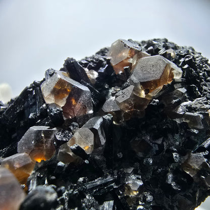 Phantom Fluorit Würfel braun, Schörl Turmalin Stufe Erongo, Namibia 81*49*36mm