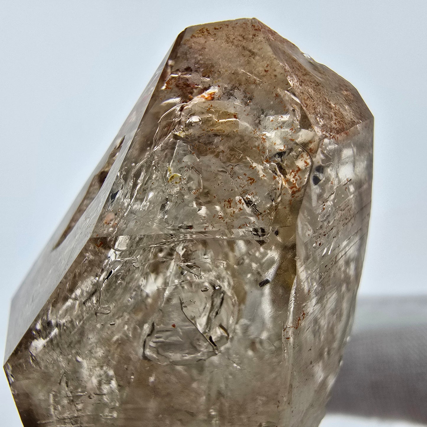 Enhydro Phantom Rauchquarz Zepter Spitze 2x Blase Goboboseb, Namibia 48*25*23mm