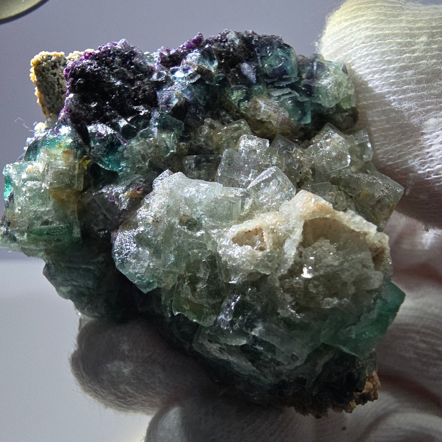 Cube de fluorite fantôme zonal, spécimen d'orthose, Erongo, Namibie, 62 x 45 x 30 mm 
