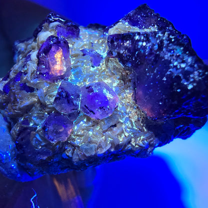 Cube de fluorite fantôme zonal, spécimen de muscovite, Erongo, Namibie, 35 x 26 x 13 mm 