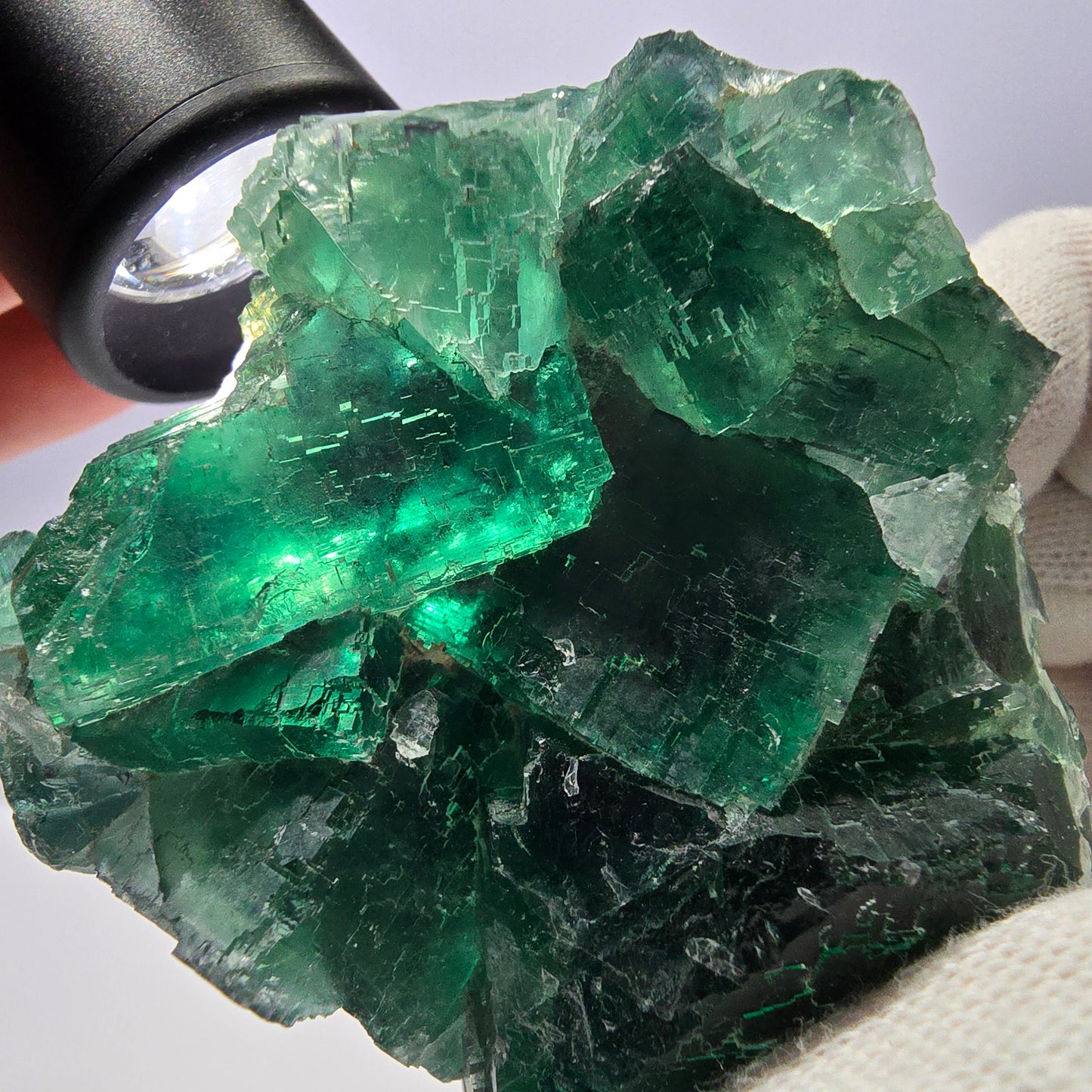 Rare spécimen de cube de fluorite fantôme, parqueté vert Okorusu, Namibie, 79 x 72 x 36 mm 