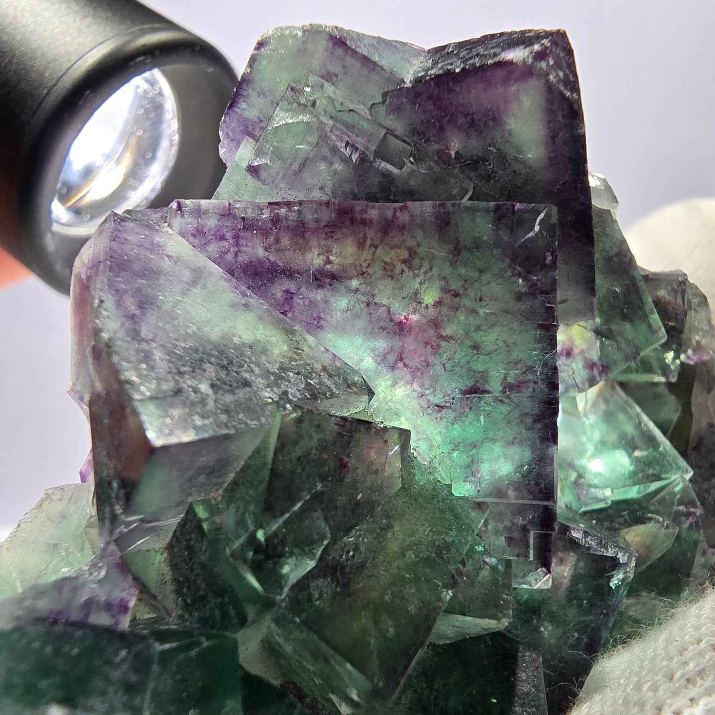 Rare spécimen de cube de fluorite fantôme, parqueté zonal Okorusu Namibie 76 x 62 x 27 mm 