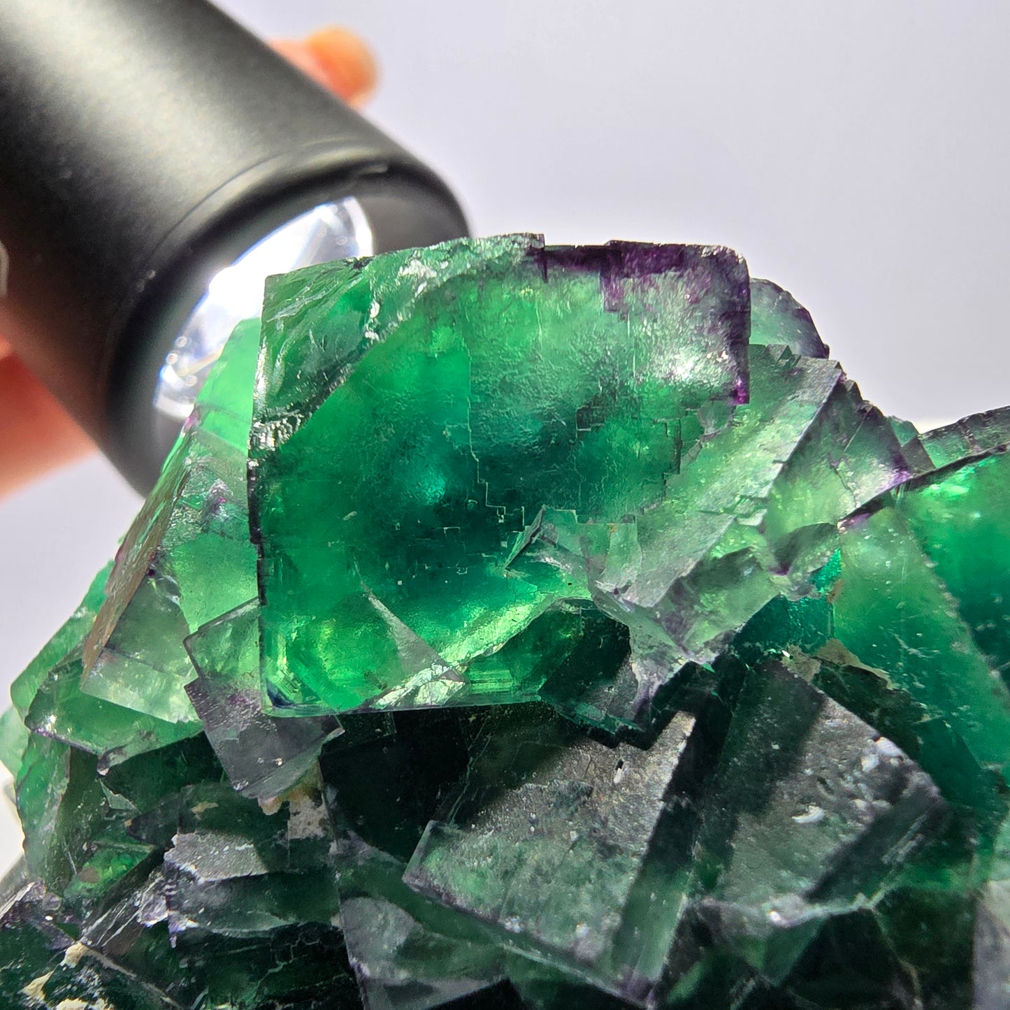 Spécimen de cube de fluorite fantôme, parqueté zonal Okorusu Namibie 74*50*50mm 