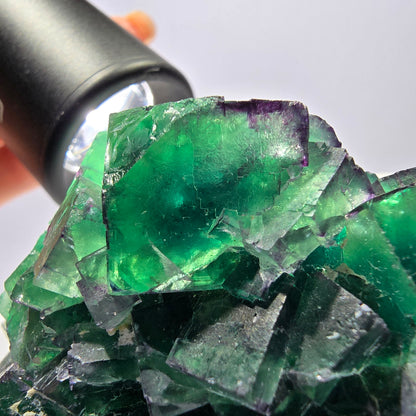 Spécimen de cube de fluorite fantôme, parqueté zonal Okorusu Namibie 74*50*50mm 