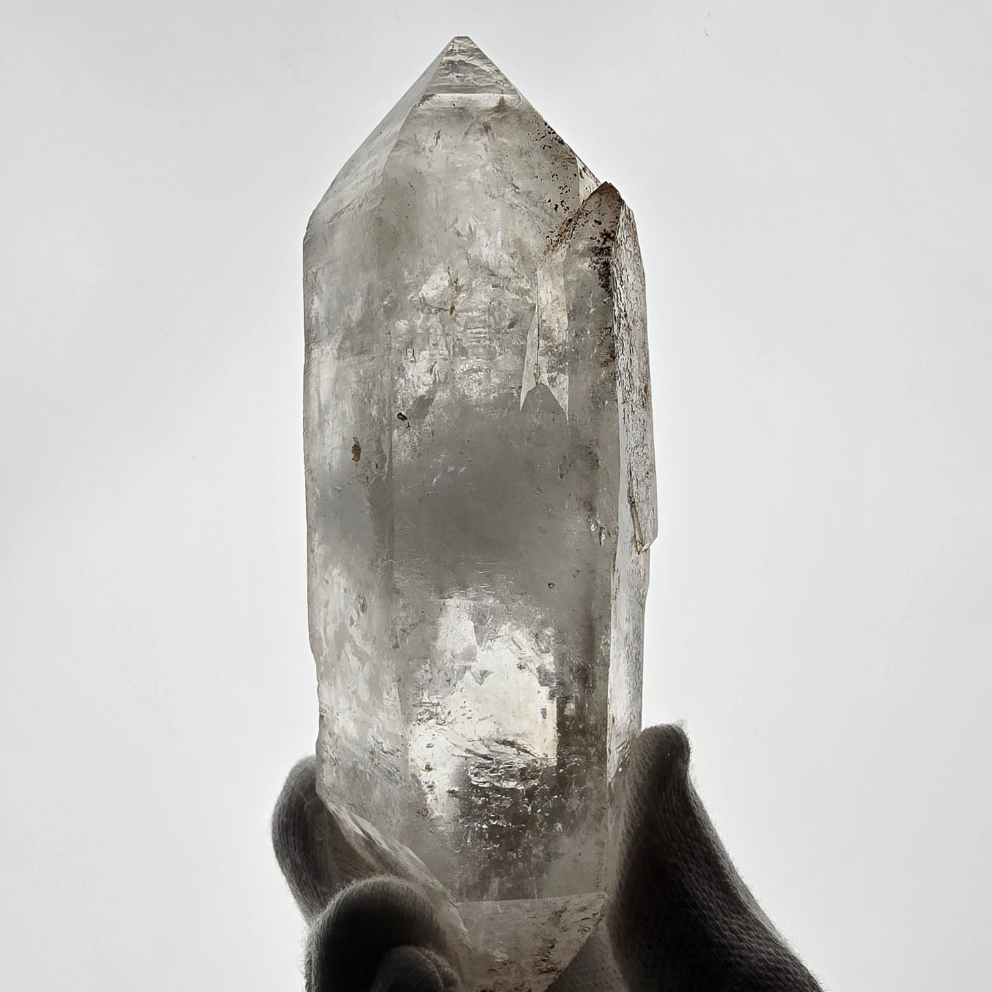 Quartz fumé squelette Enhydro DT UV Calcite, grosse bulle Valentine Pocket Namibie 134*45*37mm 